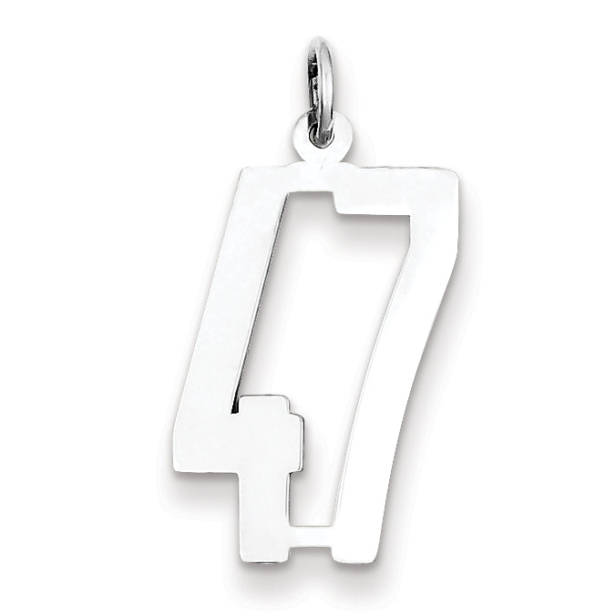 Sterling Silver/Rhodium-plated Elongated Number 47 Charm