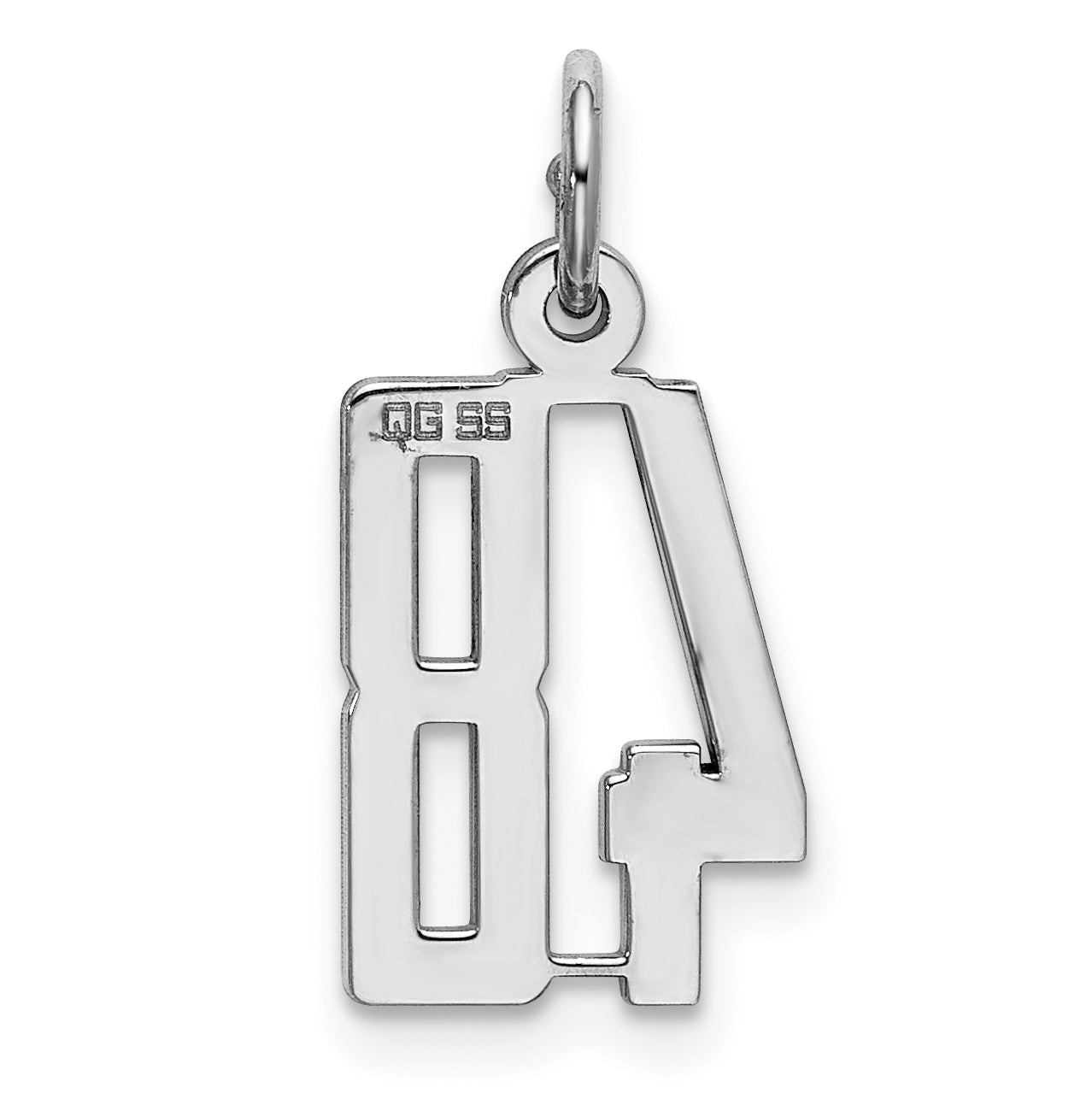 Sterling Silver Rhodium-plated Small Elongated Pol Number 48 Charm