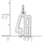 Sterling Silver Rhodium-plated Small Elongated Pol Number 48 Charm