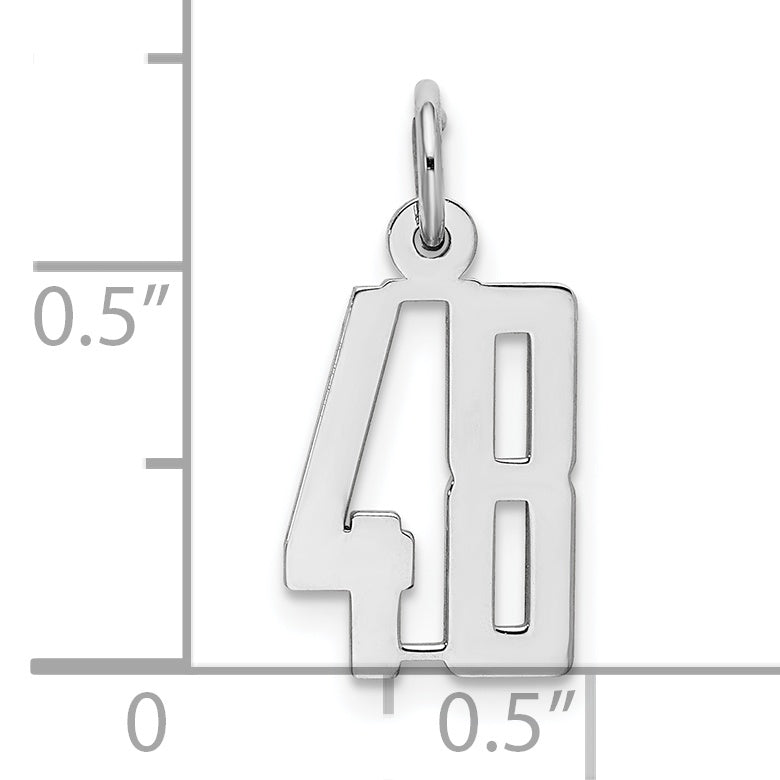 Sterling Silver Rhodium-plated Small Elongated Pol Number 48 Charm