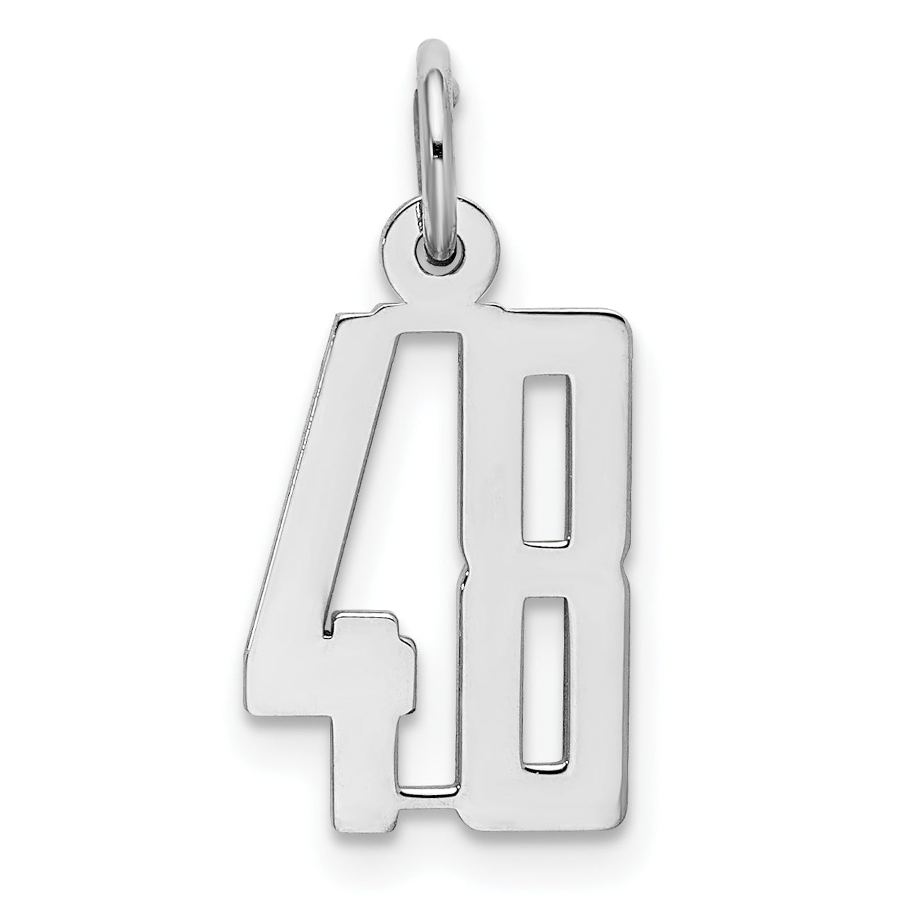 Sterling Silver/Rhodium-plated Elongated Number 48 Charm Main image