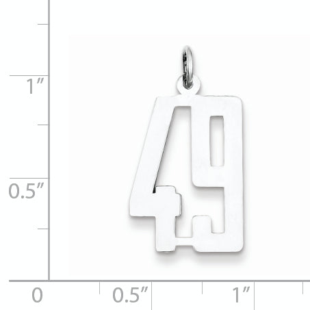 Sterling Silver Rhodium-plated Small Elongated Pol Number 49 Charm