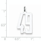 Sterling Silver Rhodium-plated Small Elongated Pol Number 49 Charm