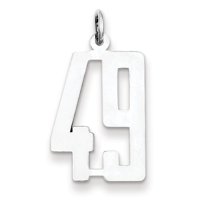 Sterling Silver/Rhodium-plated Elongated Number 49 Charm Main image