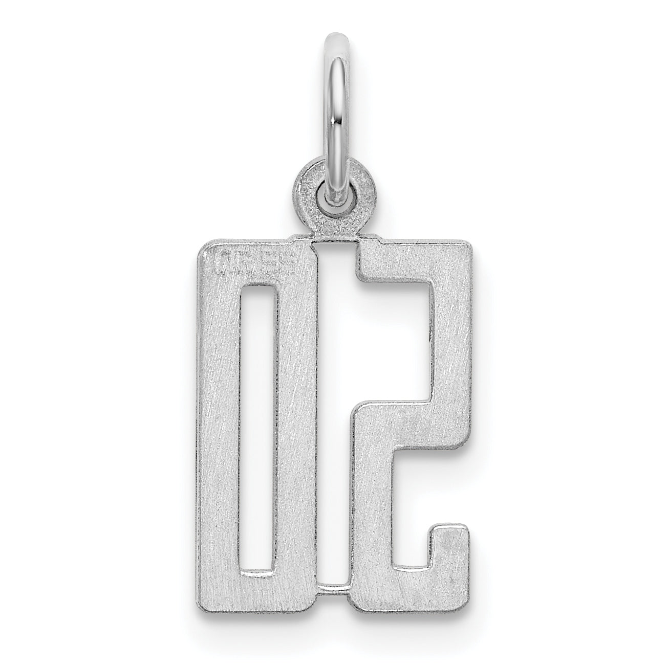 Sterling Silver Rhodium-plated Small Elongated Pol Number 50 Charm