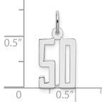 Sterling Silver Rhodium-plated Small Elongated Pol Number 50 Charm