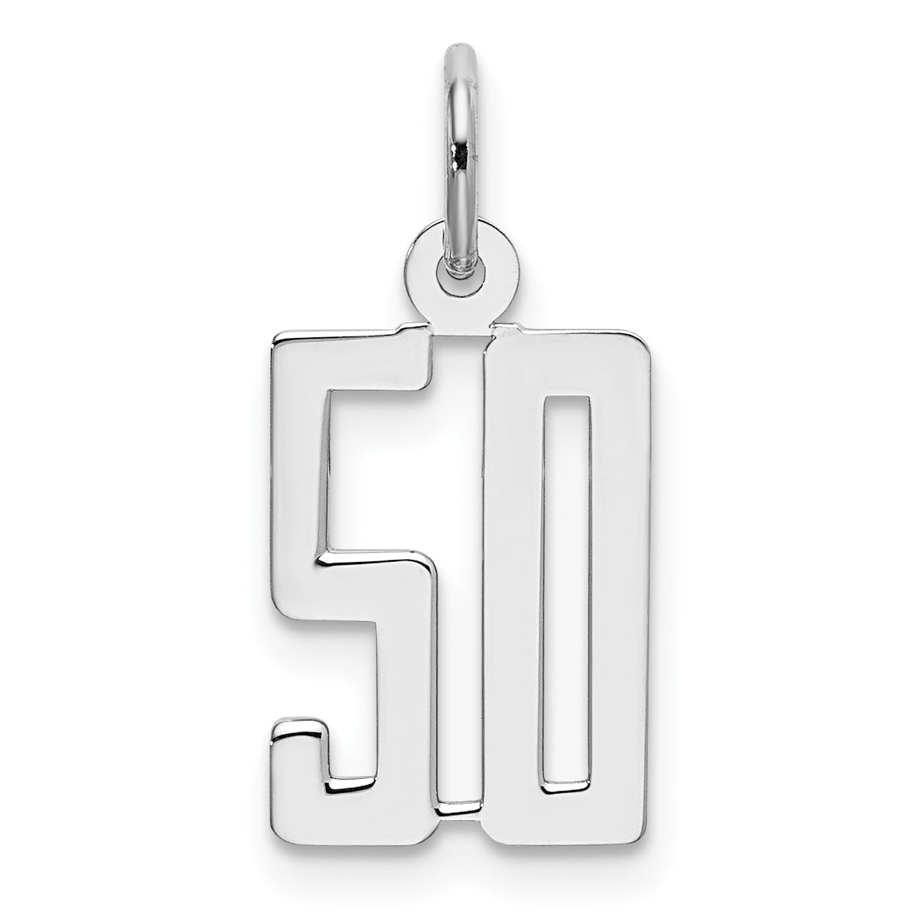 Sterling Silver/Rhodium-plated Elongated Number 50 Charm Main image