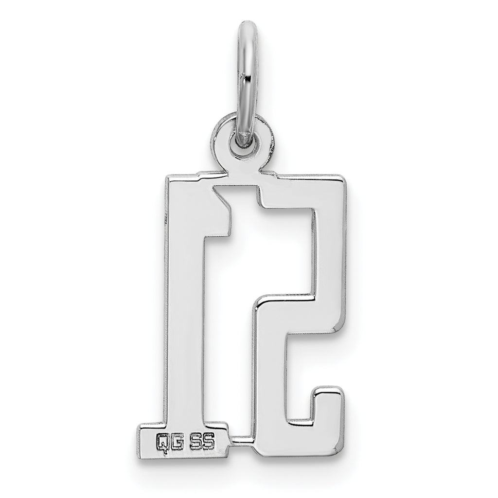 Sterling Silver Rhodium-plated Small Elongated Pol Number 51 Charm