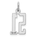 Sterling Silver Rhodium-plated Small Elongated Pol Number 51 Charm
