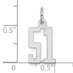 Sterling Silver Rhodium-plated Small Elongated Pol Number 51 Charm