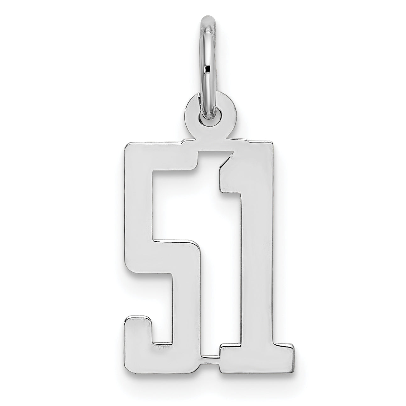 Sterling Silver/Rhodium-plated Elongated Number 51 Charm Main image