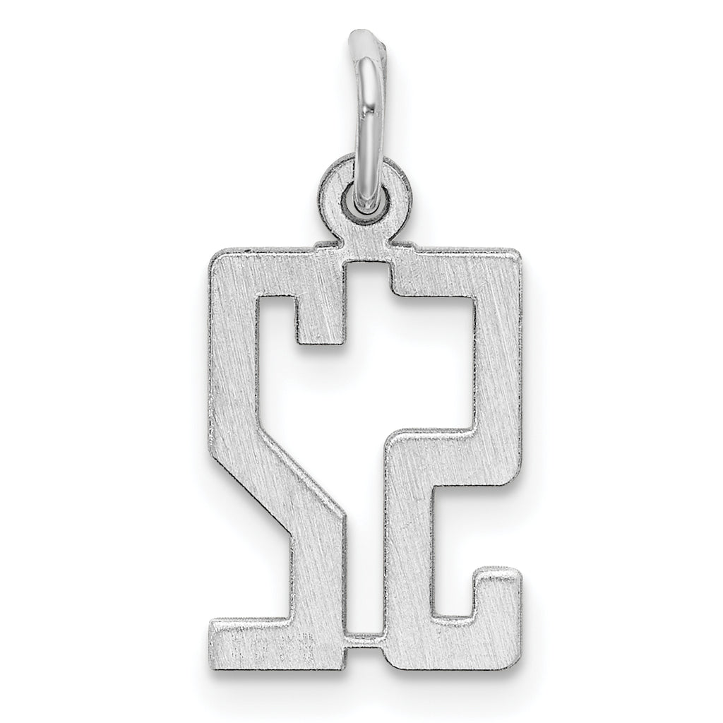 Sterling Silver Rhodium-plated Small Elongated Pol Number 52 Charm
