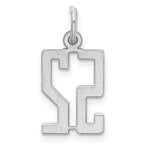 Sterling Silver Rhodium-plated Small Elongated Pol Number 52 Charm