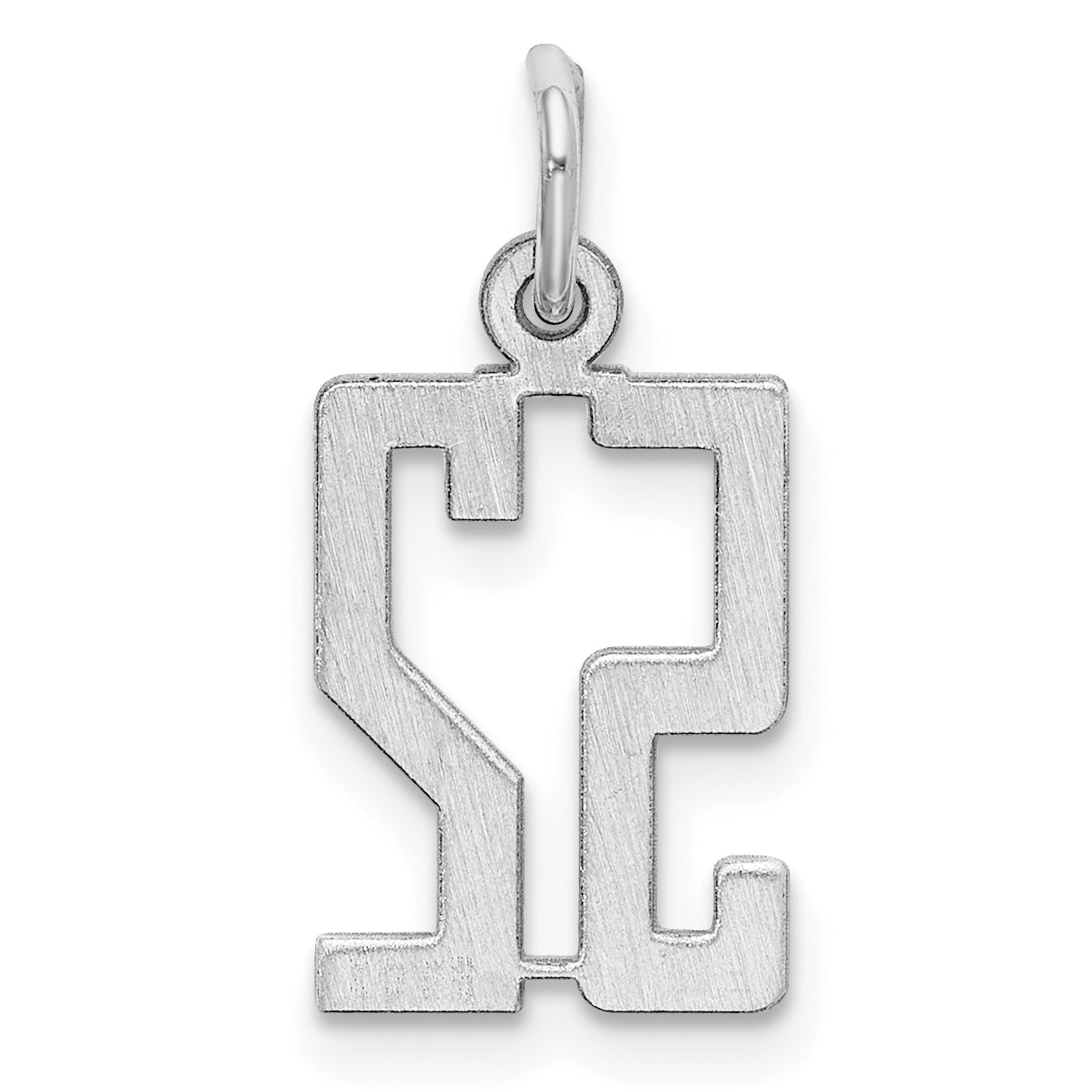 Sterling Silver Rhodium-plated Small Elongated Pol Number 52 Charm