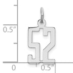 Sterling Silver Rhodium-plated Small Elongated Pol Number 52 Charm