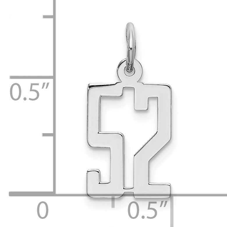 Sterling Silver Rhodium-plated Small Elongated Pol Number 52 Charm