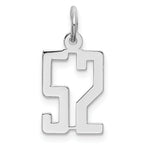 Sterling Silver/Rhodium-plated Elongated Number 52 Charm
