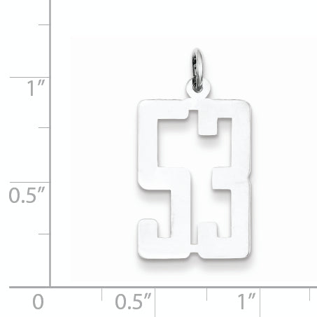 Sterling Silver Rhodium-plated Small Elongated Pol Number 53 Charm