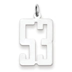 Sterling Silver/Rhodium-plated Elongated Number 53 Charm