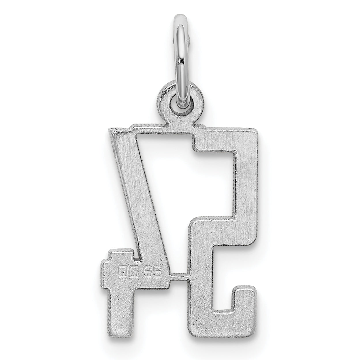 Sterling Silver Rhodium-plated Small Elongated Pol Number 54 Charm