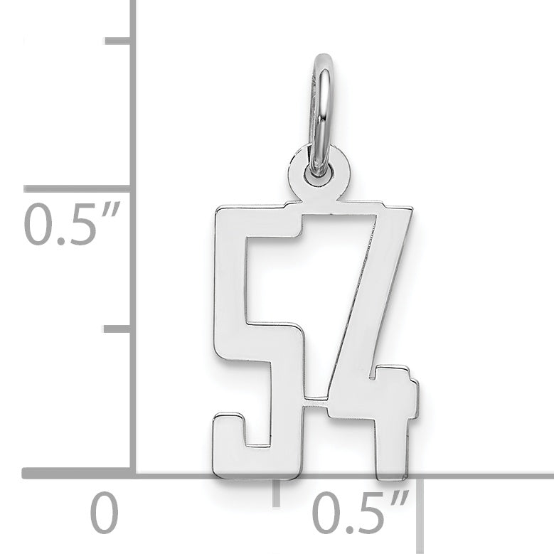 Sterling Silver Rhodium-plated Small Elongated Pol Number 54 Charm