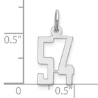 Sterling Silver Rhodium-plated Small Elongated Pol Number 54 Charm