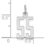 Sterling Silver Rhodium-plated Small Elongated Pol Number 55 Charm