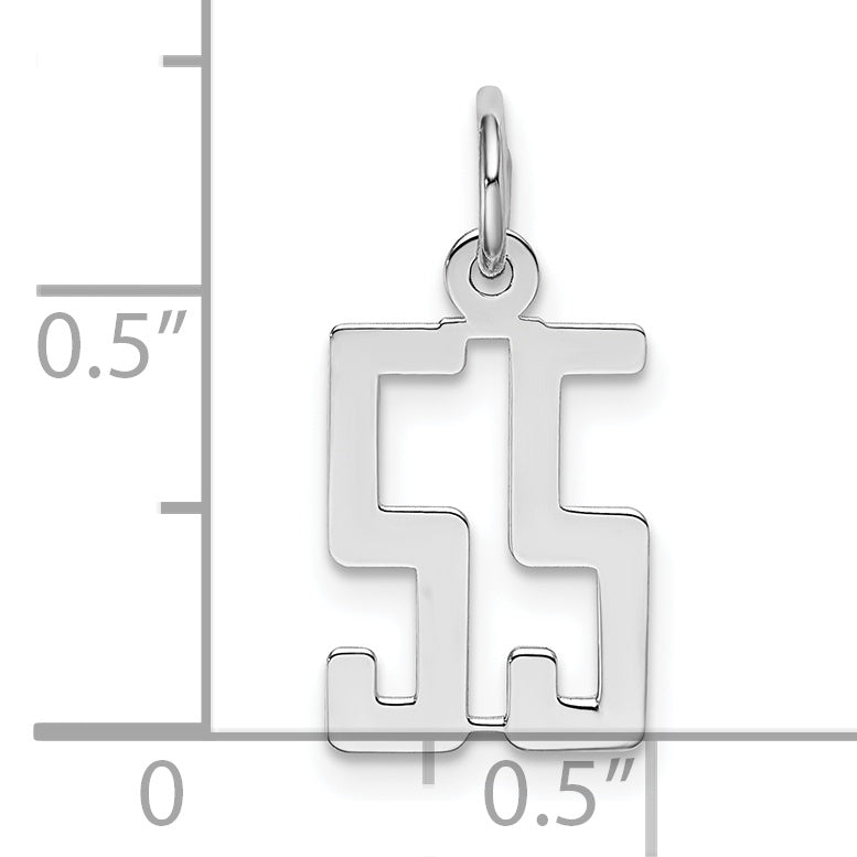 Sterling Silver Rhodium-plated Small Elongated Pol Number 55 Charm