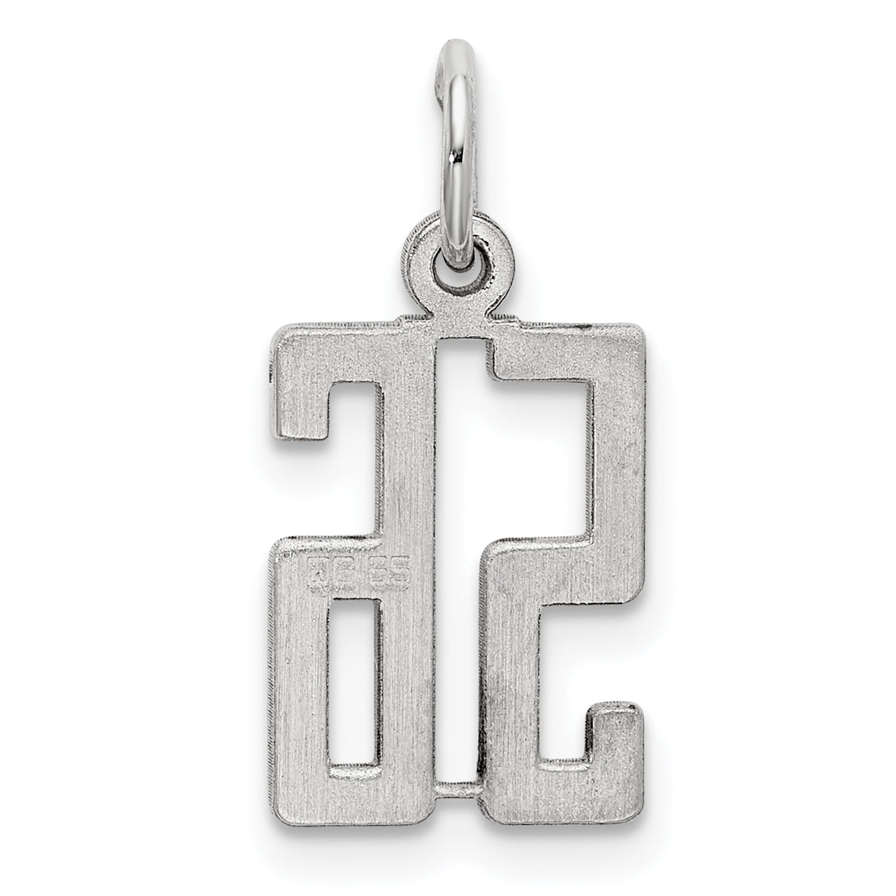 Sterling Silver Rhodium-plated Small Elongated Pol Number 56 Charm