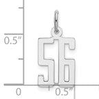 Sterling Silver Rhodium-plated Small Elongated Pol Number 56 Charm