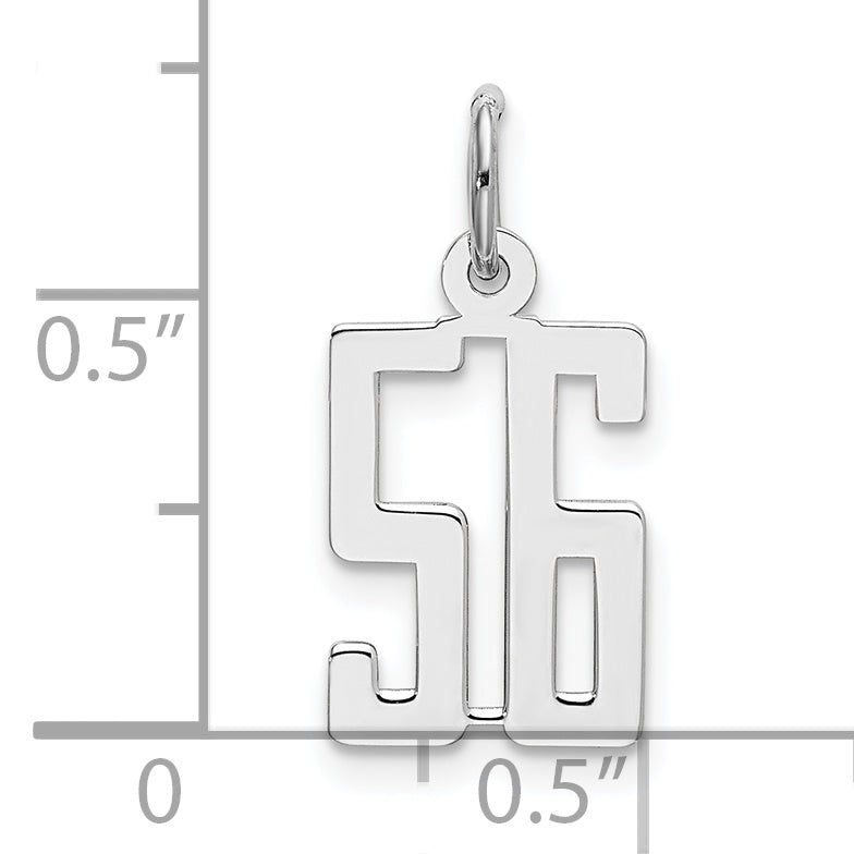 Sterling Silver Rhodium-plated Small Elongated Pol Number 56 Charm