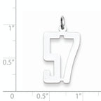 Sterling Silver Rhodium-plated Small Elongated Pol Number 57 Charm