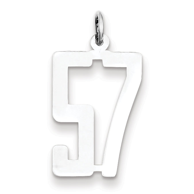 Sterling Silver/Rhodium-plated Elongated Number 57 Charm Main image