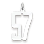 Sterling Silver/Rhodium-plated Elongated Number 57 Charm