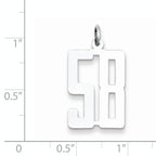 Sterling Silver Rhodium-plated Small Elongated Pol Number 58 Charm
