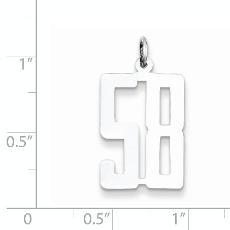 Sterling Silver Rhodium-plated Small Elongated Pol Number 58 Charm