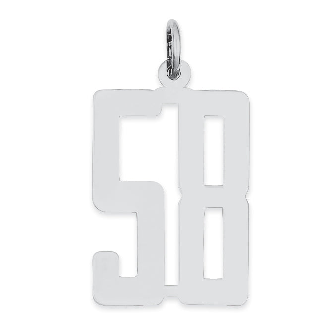 Sterling Silver/Rhodium-plated Elongated Number 58 Charm Main image