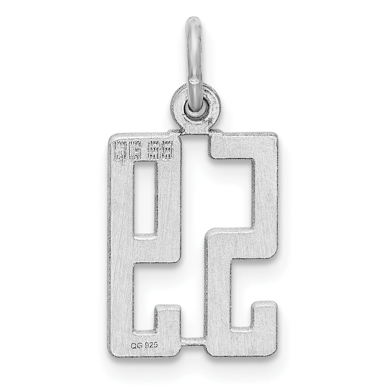 Sterling Silver Rhodium-plated Small Elongated Pol Number 59 Charm