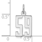 Sterling Silver Rhodium-plated Small Elongated Pol Number 59 Charm