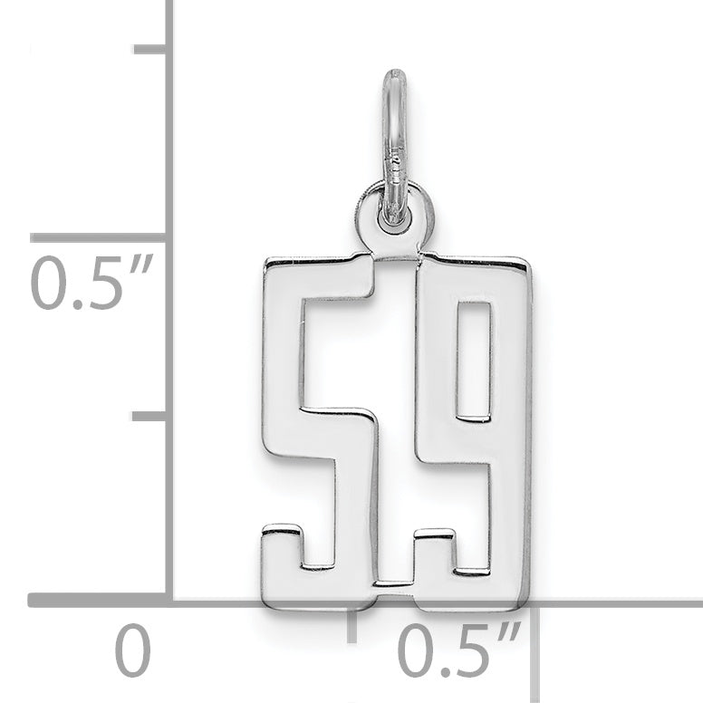 Sterling Silver Rhodium-plated Small Elongated Pol Number 59 Charm