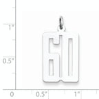 Sterling Silver Rhodium-plated Small Elongated Pol Number 60 Charm