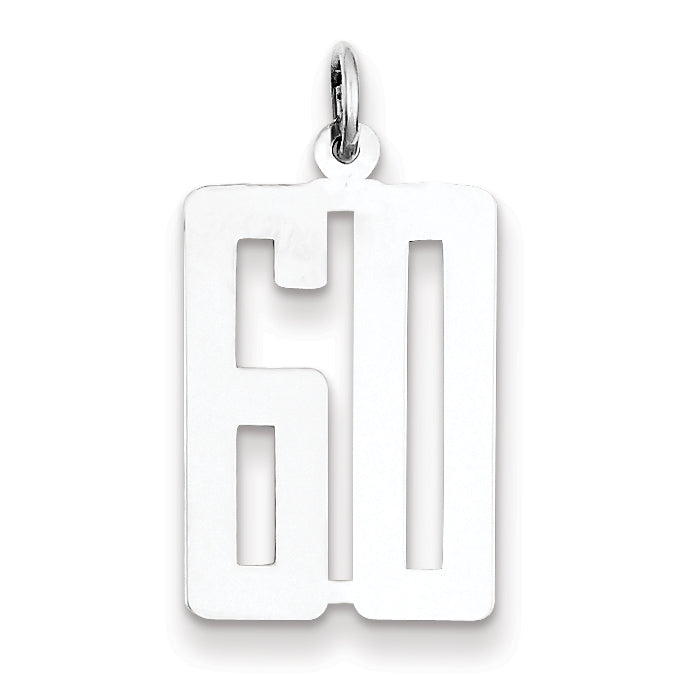 Sterling Silver/Rhodium-plated Elongated Number 60 Charm