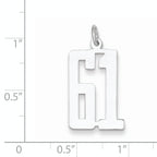 Sterling Silver Rhodium-plated Small Elongated Pol Number 61 Charm