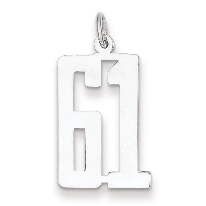 Sterling Silver/Rhodium-plated Elongated Number 61 Charm Main image