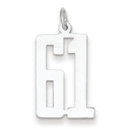 Sterling Silver/Rhodium-plated Elongated Number 61 Charm