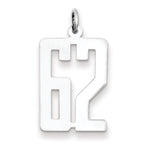 Sterling Silver/Rhodium-plated Elongated Number 62 Charm