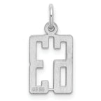 Sterling Silver Rhodium-plated Small Elongated Pol Number 63 Charm