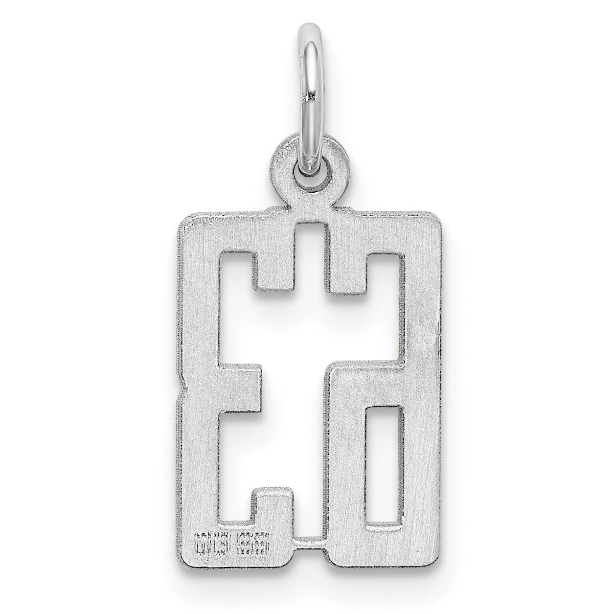 Sterling Silver Rhodium-plated Small Elongated Pol Number 63 Charm