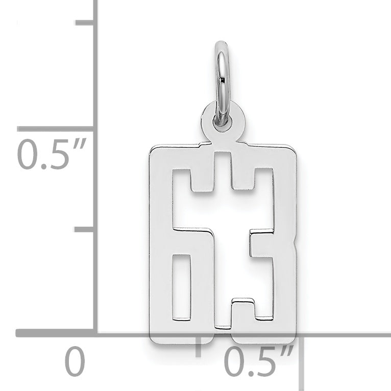 Sterling Silver Rhodium-plated Small Elongated Pol Number 63 Charm