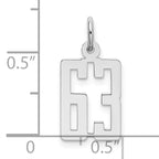 Sterling Silver Rhodium-plated Small Elongated Pol Number 63 Charm
